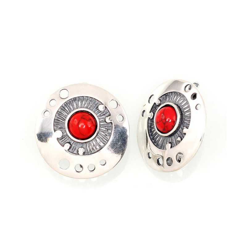 925°, Silver earrings with english lock, Coral , 2202183(POx-Bk)_COX