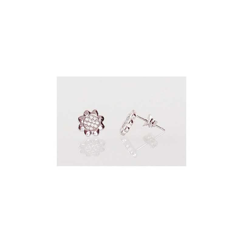 925° Silver Stud Earrings, Silver, Zirkons , 2202283(PRh-Gr)_CZ