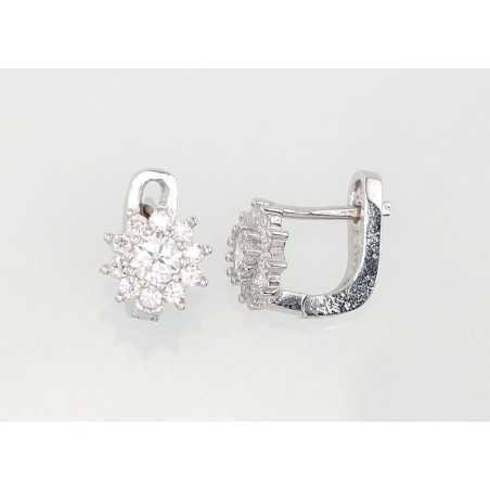925°, Silver earrings with english lock, Zirkons , 2202363(PRh-Gr)_CZ