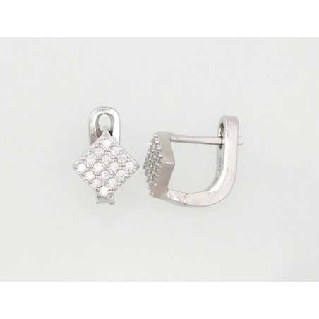 925°, Silver earrings with english lock, Zirkons , 2202373(PRh-Gr)_CZ