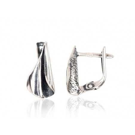 925°, Silver earrings with english lock, No stone, 2202483(POx-Bk)
