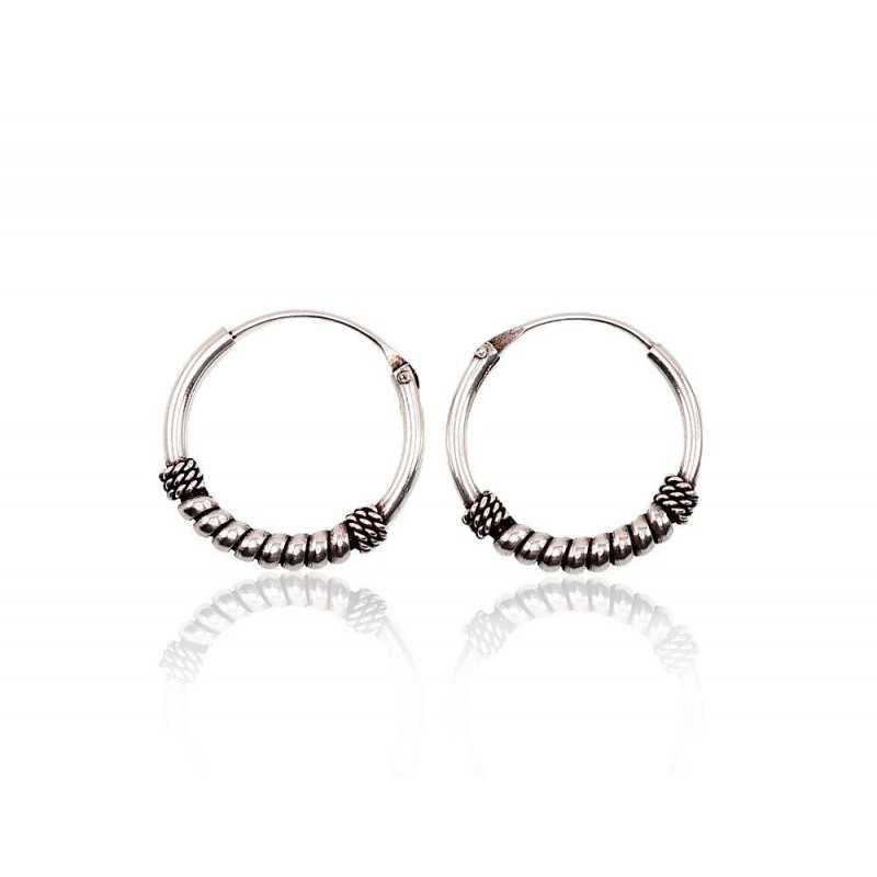 Silver earrings-rings, Circles, , 2202693(POx-Bk)