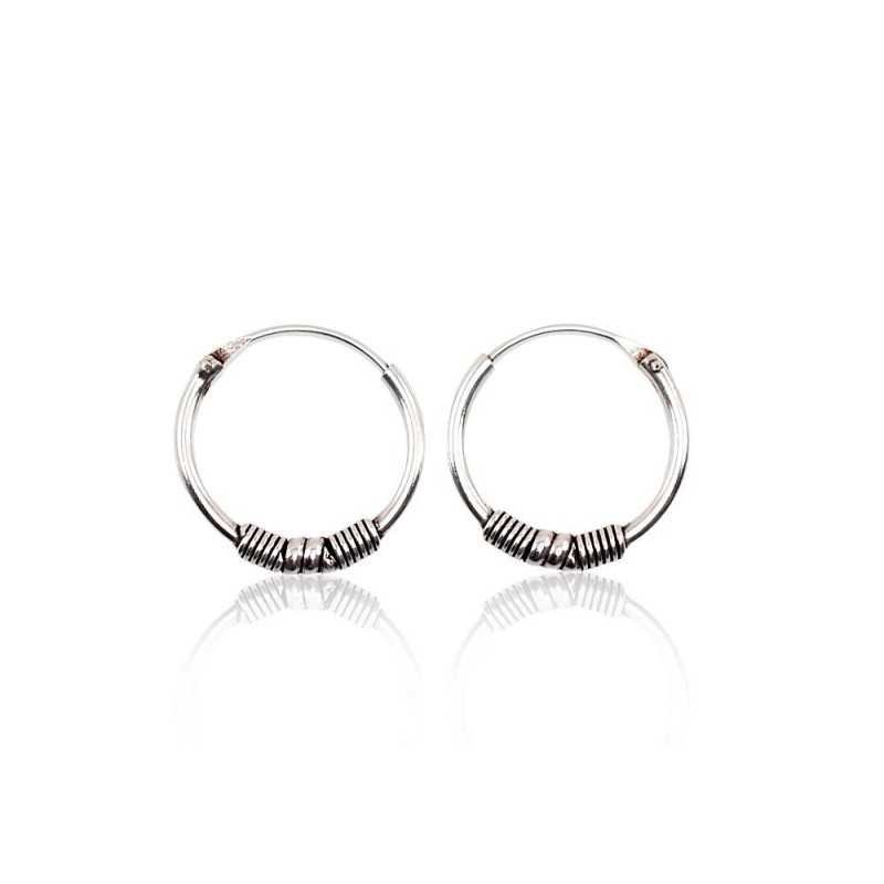 Silver earrings-rings, Circles, , 2202694(POx-Bk)