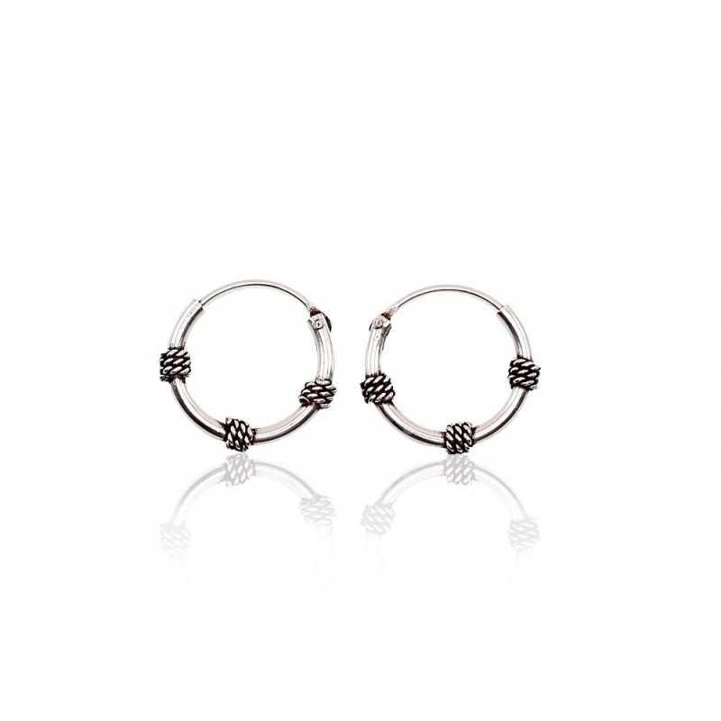 Silver earrings-rings, Circles, , 2202696(POx-Bk)