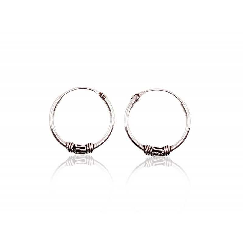 Silver earrings-rings, Circles, , 2202703(POx-Bk)