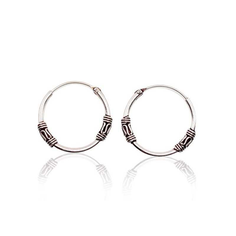 Silver earrings-rings, Circles, , 2202710(POx-Bk)