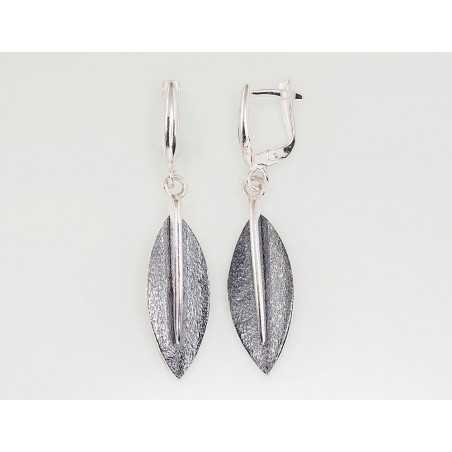 925°, Silver earrings with english lock, No stone, 2202737(PRh-Gr)