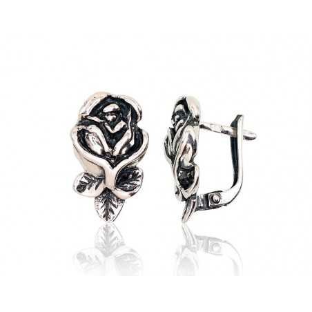 925°, Silver earrings with english lock, No stone, 2202740(POx-Bk)