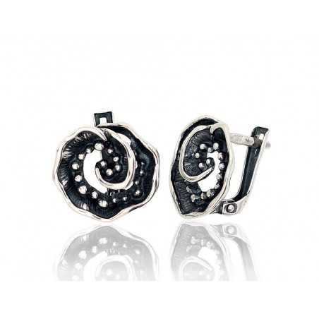 925°, Silver earrings with english lock, No stone, 2202742(POx-Bk)