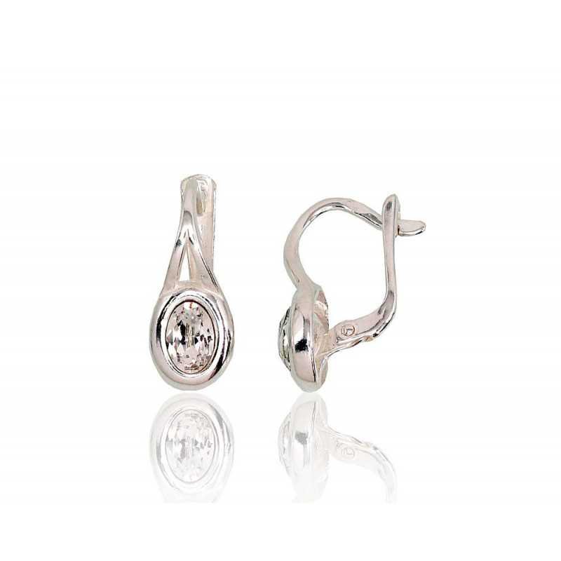 925°, Silver earrings with english lock, Swarovski crystals , 2202813_SV