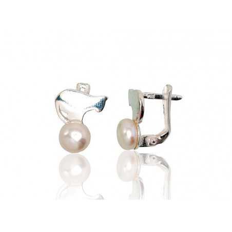 925°, Silver earrings with english lock, Fresh-water Pearl , 2202822_PE