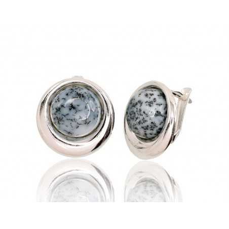 925°, Silver earrings with english lock, Dendritic Agate , 2202850_AGD
