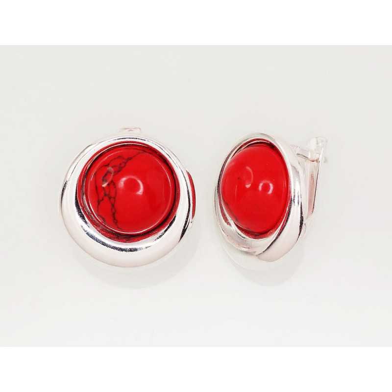 925°, Silver earrings with english lock, Coral , 2202850_COX