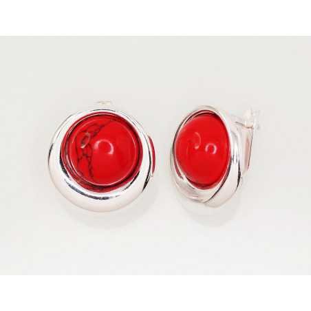 925°, Silver earrings with english lock, Coral , 2202850_COX