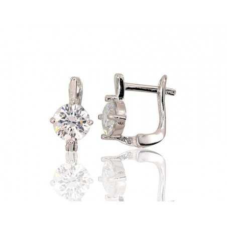 925°, Silver earrings with english lock, Zirkons , 2202946(PRh-Gr)_CZ