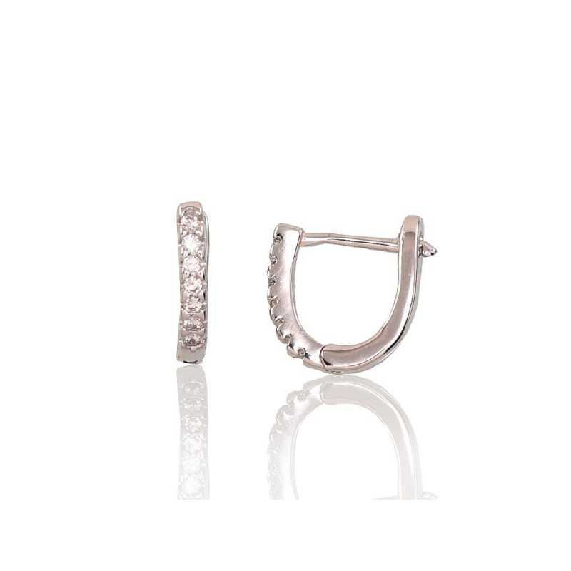 925°, Silver earrings with english lock, Zirkons , 2202949(PRh-Gr)_CZ