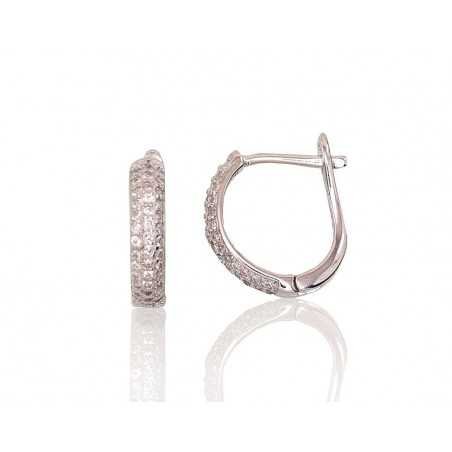 925°, Silver earrings with english lock, Zirkons , 2202952(PRh-Gr)_CZ