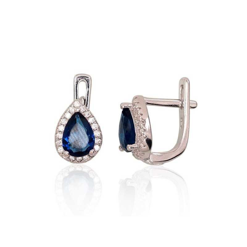 925°, Silver earrings with english lock, No stone, 2202955(PRh-Gr)_CZ+CZ-B