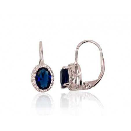 925°, Silver earrings with english lock, Zirkons , 2202957(PRh-Gr)_CZ+CZ-B
