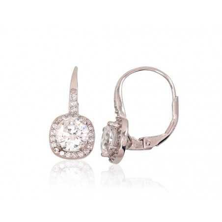 925°, Silver earrings with english lock, Zirkons , 2202958(PRh-Gr)_CZ