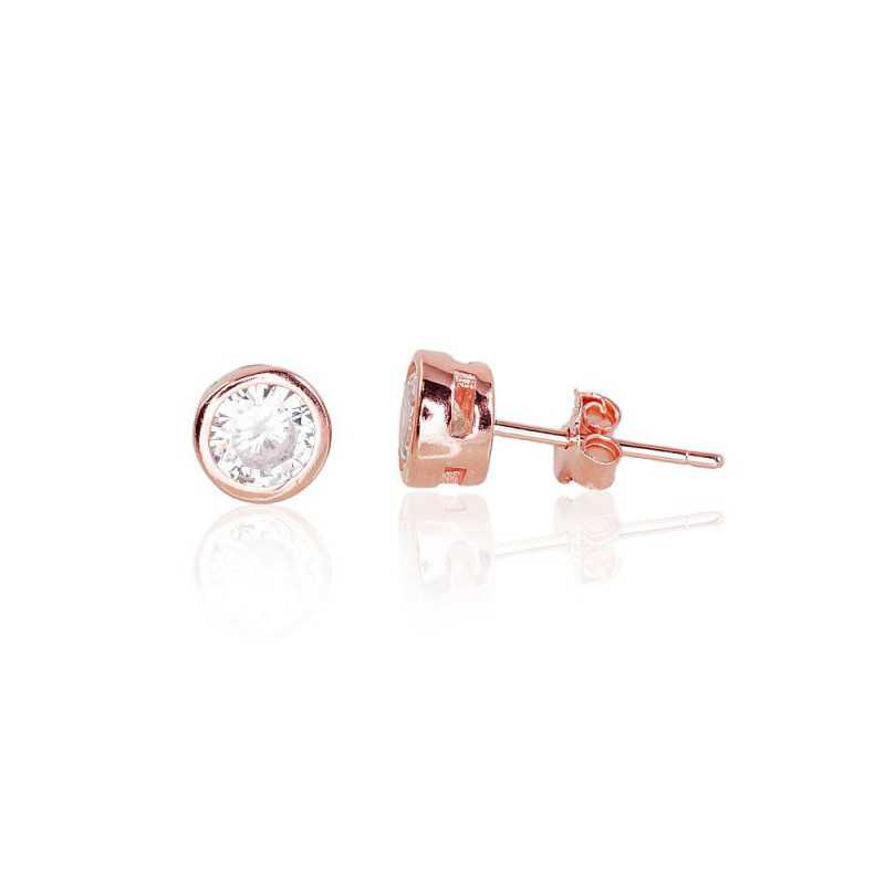 925° Silver stud earrings, Gold plated, 2202992(PAu-R)_CZ