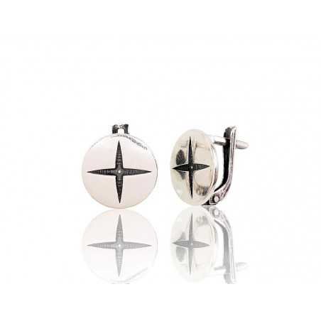 925°, Silver earrings with english lock, No stone, 2203012(POx-Bk)