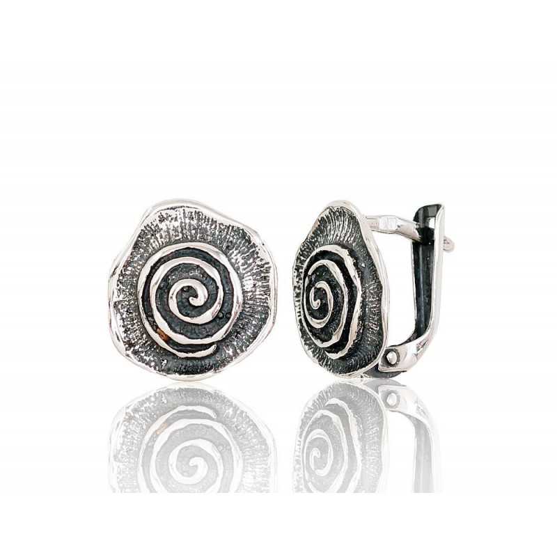 925°, Silver earrings with english lock, No stone, 2203018(POx-Bk)