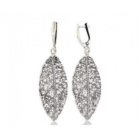 925°, Silver earrings with english lock, No stone, 2203038(POx-Bk)