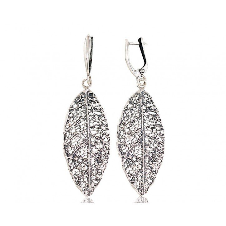 925°, Silver earrings with english lock, No stone, 2203038(POx-Bk)