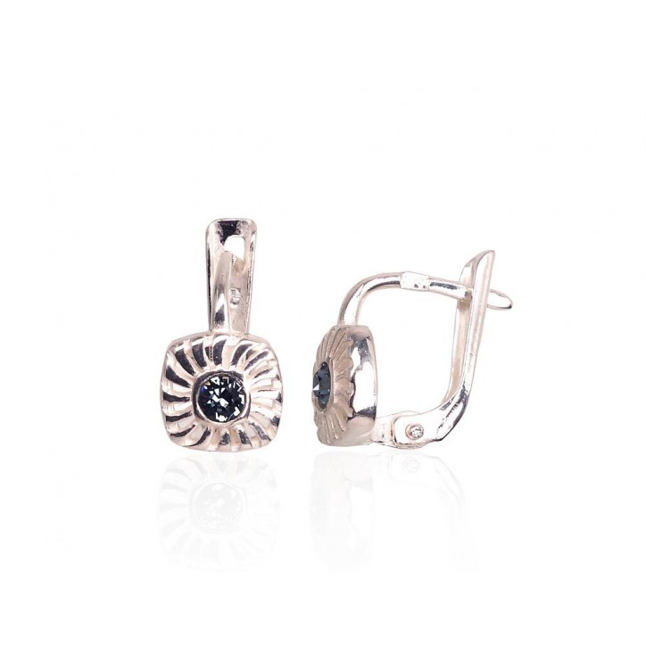 925°, Silver earrings with english lock, Swarovski crystals , 2203072_SV-AQ