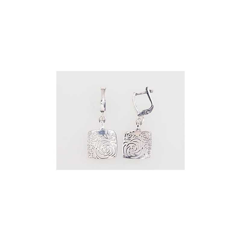 925°, Silver earrings with english lock, Swarovski crystals , 2203076(POx-Bk)_SV