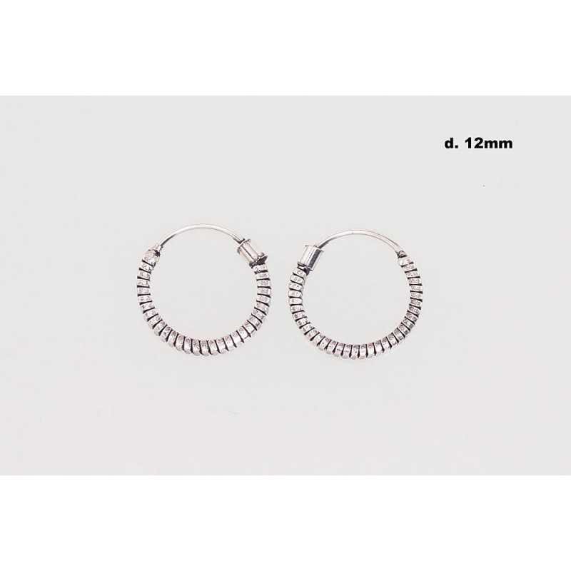 Silver earrings-rings, Circles, , 2203088(POx-Bk)