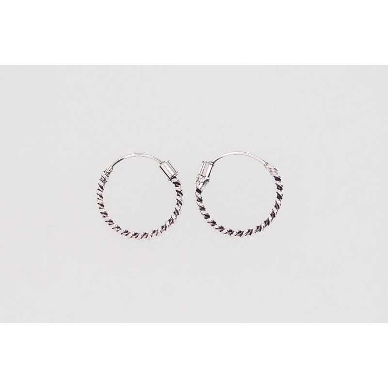 Silver earrings-rings, Circles, , 2203092(POx-Bk)