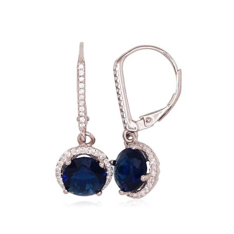 925°, Silver earrings with english lock, Zirkons , 2203100(PRh-Gr)_CZ+CZ-DB