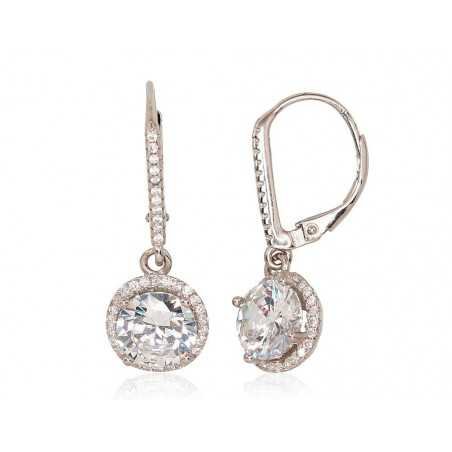925°, Silver earrings with english lock, Zirkons , 2203100(PRh-Gr)_CZ