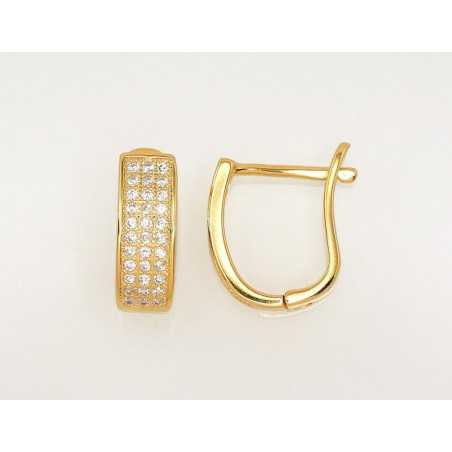 925° Silver earrings with english lock, Gold plated, 2203108(PAu-Y)_CZ