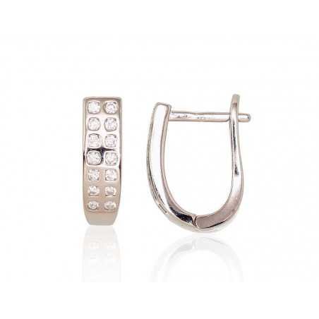 925°, Silver earrings with english lock, Zirkons , 2203110(PRh-Gr)_CZ