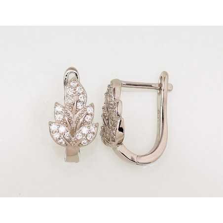 925°, Silver earrings with english lock, Zirkons , 2203115(PRh-Gr)_CZ