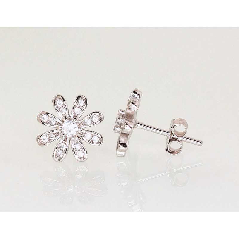 925° Silver Stud Earrings, Silver, Zirkons , 2203128(PRh-Gr)_CZ