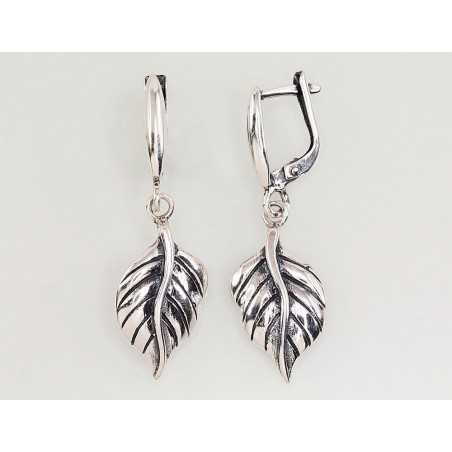 925°, Silver earrings with english lock, No stone, 2203137(POx-Bk)