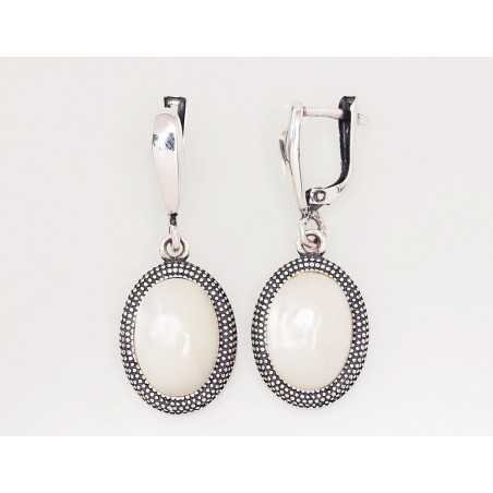 925°, Silver earrings with english lock, Mother-of-pearl , 2203139(POx-Bk)_PL