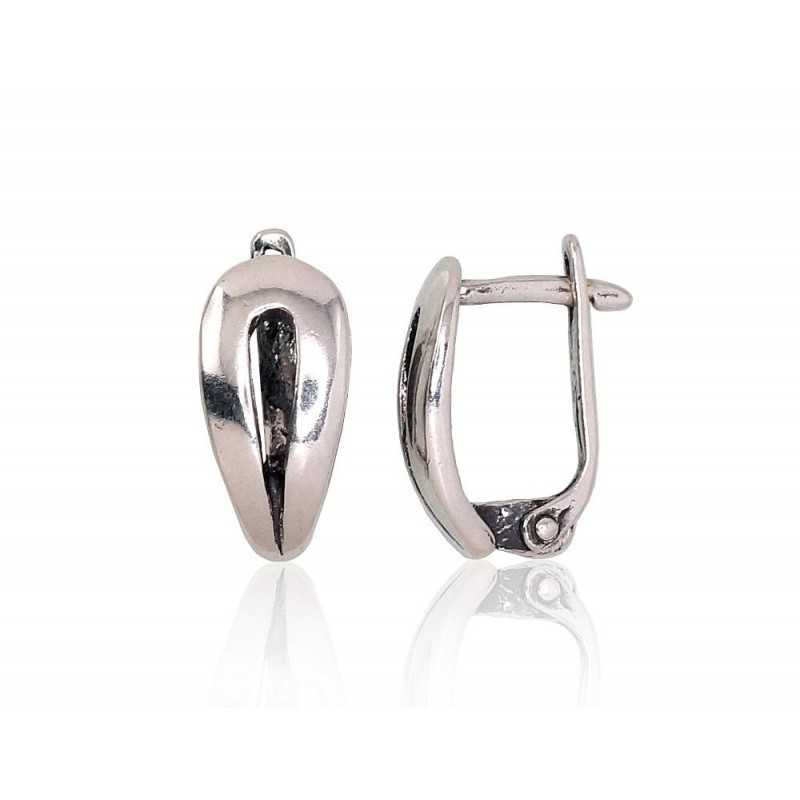 925°, Silver earrings with english lock, No stone, 2203153(POx-Bk)