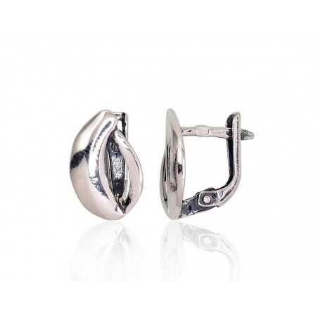 925°, Silver earrings with english lock, No stone, 2203154(POx-Bk)