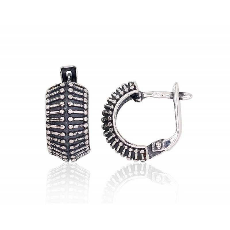 925°, Silver earrings with english lock, No stone, 2203160(POx-Bk)