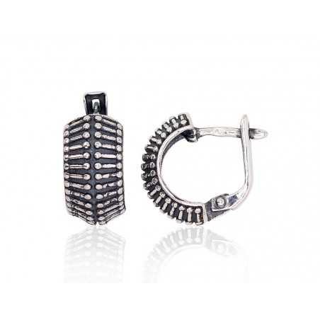 925°, Silver earrings with english lock, No stone, 2203160(POx-Bk)