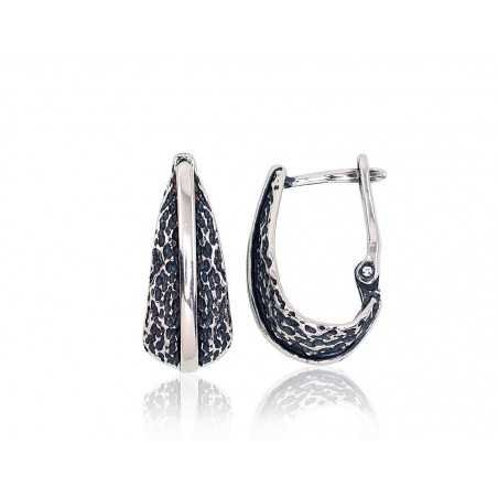 925°, Silver earrings with english lock, No stone, 2203169(POx-Bk)