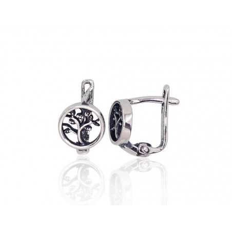 925°, Silver earrings with english lock, No stone, 2203172(POx-Bk)
