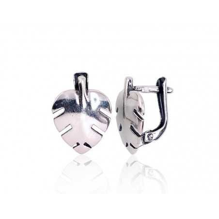 925°, Silver earrings with english lock, No stone, 2203174(POx-Bk)