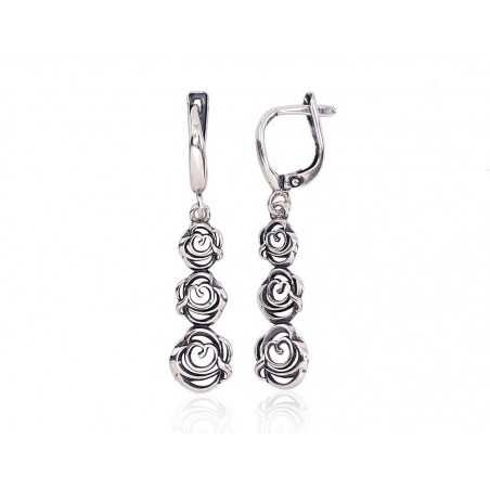 925°, Silver earrings with english lock, No stone, 2203178(POx-Bk)