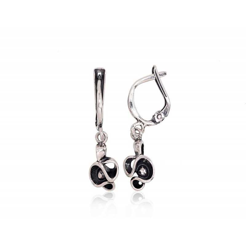 925°, Silver earrings with english lock, No stone, 2203180(POx-Bk)